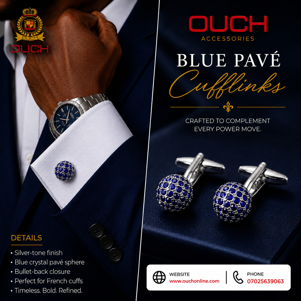 BLUE PAVE CUFFLINKS